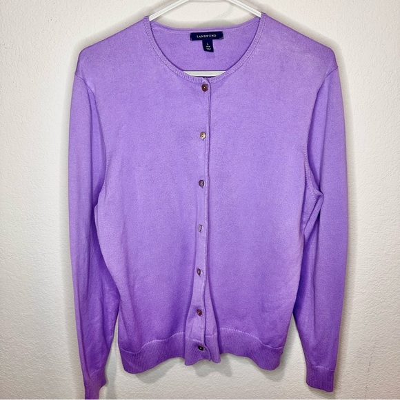Land's End Purple Button-Up Cardigan.  Women's Size Large. - Picture 1 of 4